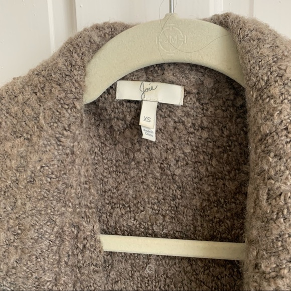 Joie Brown Wool Fuzzy Open Collar Cardigan - Picture 8 of 9